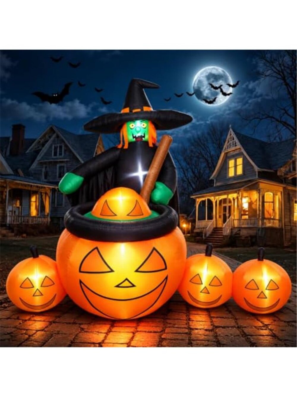 Thuodo 7 FT Tall Halloween Inflatables Witch Pumpkin Cauldron Outdoor
